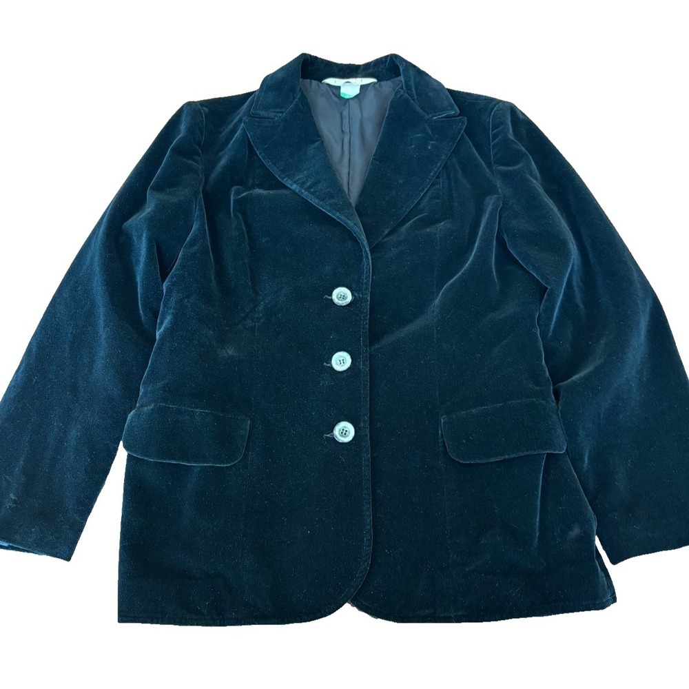 VTG Koret of California Black‎ Velvet Blazer 3 Button Jacket Womens 13-14 Goth